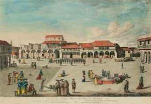 The View Of The Market Place In The City Of Panama Par C. Canot Et T. Morris by Elias Durnford