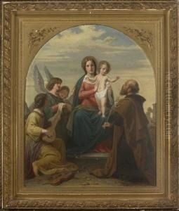 Heilige Familie Mit Musizierenden Engeln.