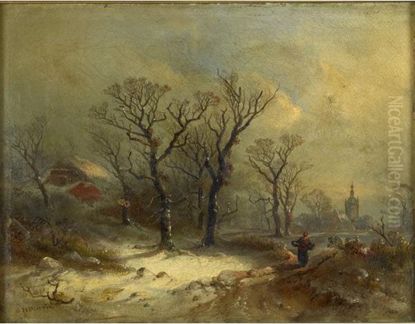 Winter Scene With Figure - view 1