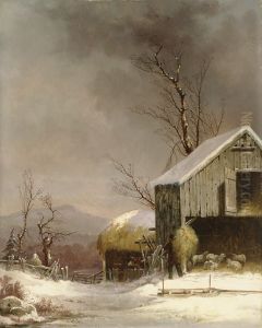 Winter Farm Scene, Connecticut by George Henry Durrie