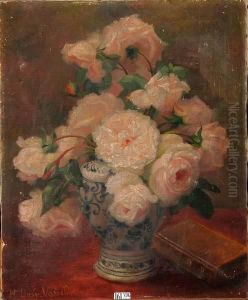 Vase De Roses by Hortense Dury-Vasselon