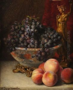Nature Morte Aux Peches Et Aux Raisins by Hortense Dury-Vasselon