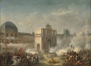 Revolutionaries Before The Palais De Tuileries by Charles Dusaulchoy