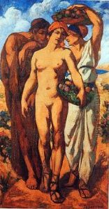 Jeune Femme Aux Corbeilles De Fruits by Pierre Leon Dusouchet