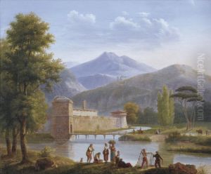Landscape With Figures And A Castle Near A Lake Landscape With Figures And A Castle Near A Lake