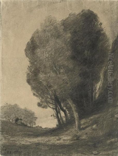 A Landscape With Trees And Two Peasants Seated On A Bank - view 1