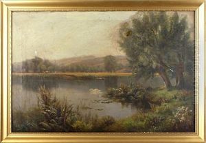 Landscape With Swan On A Lake by Edward John Duval