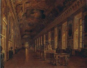 Vue De La Galerie D'apollon Au Louvre by Victor Duval