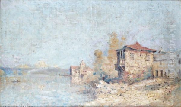 Maisons Au Bord Du Rivage by Leon Duval-Gozlan