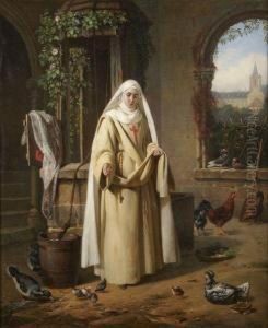 Sur Trinitaire Dans La Cour De Son Couvent by Pierre Duval-Lecamus