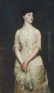Portrait Of Miss Blood (woman In A Satin Gown) by Frank Duveneck