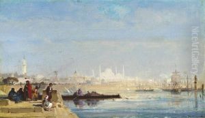 Turks Waiting At A Quay On The Bosphourus, Istanbul by Henri Duvieux