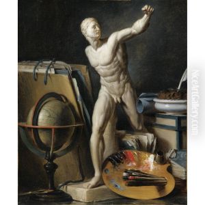 Nature Morte A La Sphere, Palette Et Platre Antique by Thomas Germain Duvivier
