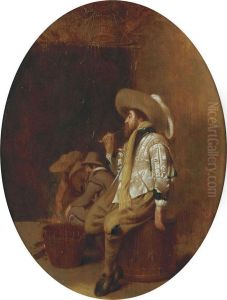 Pipe Smoker And Other Figures In A Barn by Willem Cornelisz. Duyster