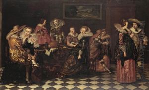 An Elegant Company Making Merry In An Interior by Willem Cornelisz. Duyster