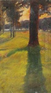 A Study Of A Landscape With A Red Sky by Frantisek Dvooak