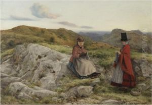Welsh Landscape With Two Women Knitting by William Dyce
