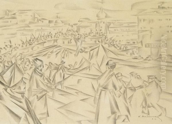 Vikentievich Dydyschko: Two Constructivistic Drawings From The Russian Revolution - view 1