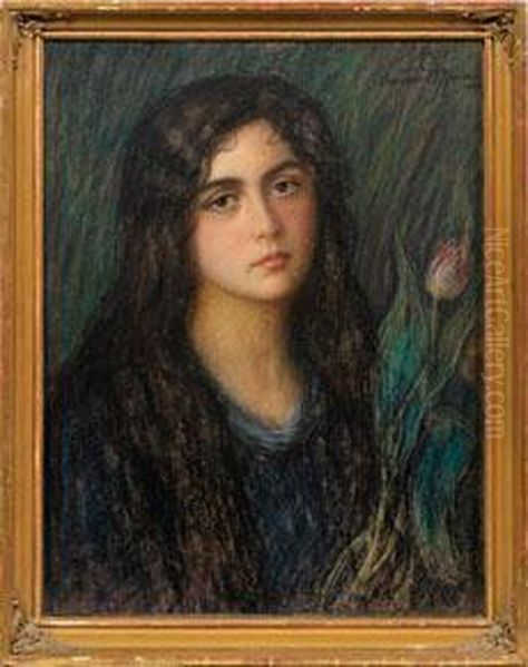 Portrait Eines Madchensmit Tulpe - view 1