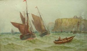 Fishing Boats Leaving Whitby Harbour by Joseph Eaman