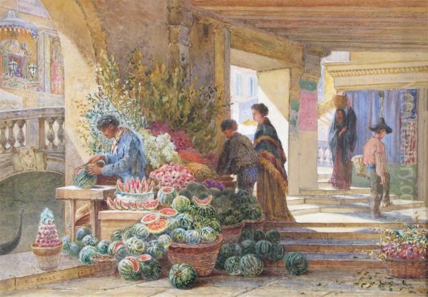 Watermelon Seller In A Venetian Market - view 1