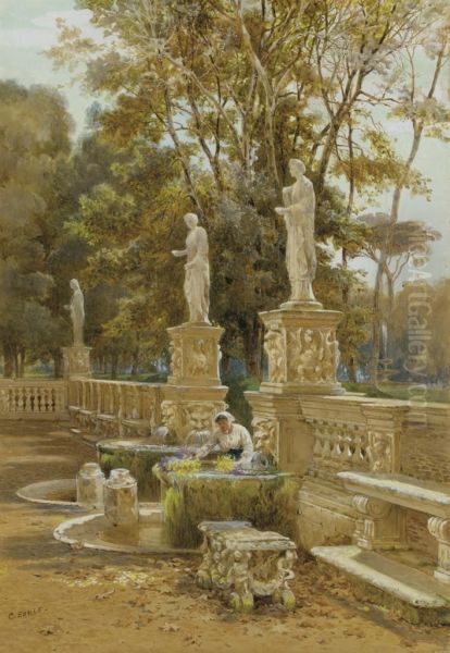 A Woman At A Fountain, Villa Borghese, Rome - view 1