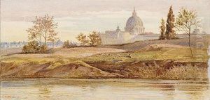 Veduta Di Roma Con Il Tevere E S.pietro by Charles Earle