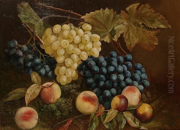Still Life Of Fruit On A Mossy Bank - view 1