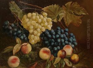 Still Life Of Fruit On A Mossy Bank by Chester Earles