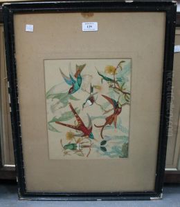 Studies Of Exotic Birds Perched On Branches by Eastern School