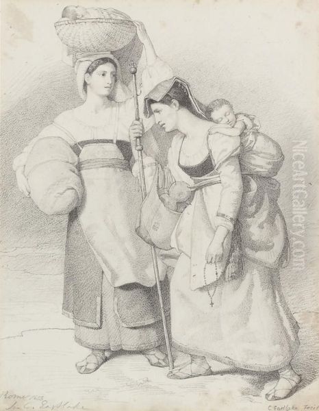Study For A Group Of Figures In 'pilgrims Arriving In Sight Of Rome' - view 1