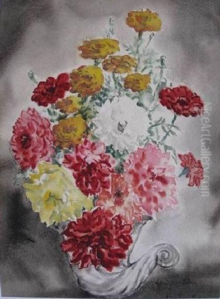 Flowers In Cornucopia Vase - view 1