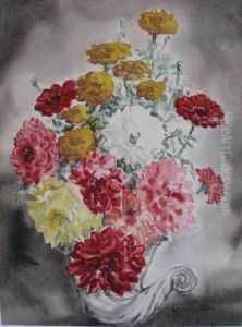 Flowers In Cornucopia Vase by William Joseph Eastman