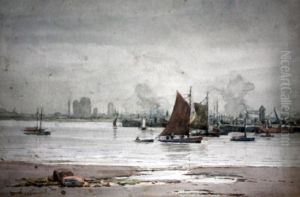 Docks Scene With Shipping by Walter Eastwood