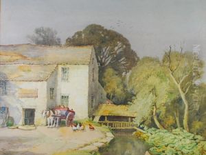 Water Mill With Mill Stream by Walter Eastwood