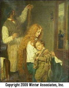 Genre Scene Of Woman And Child At The Barber by Joseph Oriel Eaton
