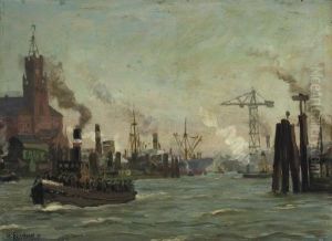 The Harbour Of Hamburg by Wilhelm Eberhardt