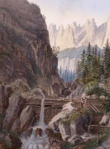 Donnerkogel Mit Wasserfall, Im Hintergrund Der Gosaukamm by Josef Eberl