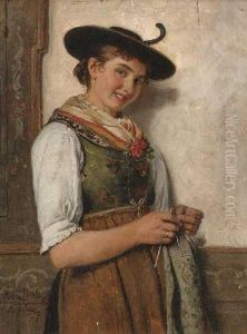 Dirndl Mit Strickzeug.