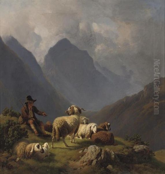 A Young Shepherd Resting In The Mountains - view 1