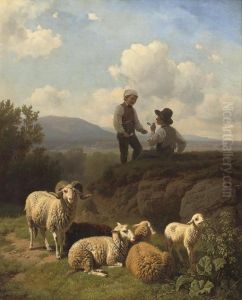 Young Shepherds Having A Smoke by Robert Eberle