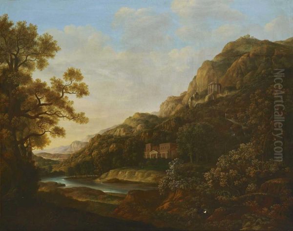 Antikische Gebirgslandschaft Mit Rundtempel - view 1