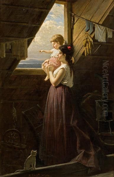 Mutter Mit Kind Am Fenster - view 1