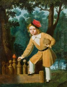 Kleiner Junge Beim Kegeln by Anton Ebert