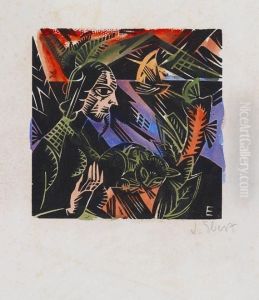 Frau Mit Katze by Josef Eberz