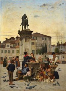 Brunnenszene Invenedig by Adolf Echtler