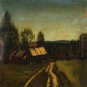 Summerlandscape With Greenhouse And Hut