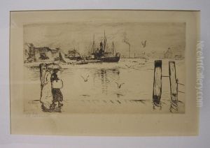 Zwei Frauen Mit Schirm Am Flensburger Hafen by Alexander Eckener