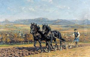 Bauer Mit Pferdepflug. by Friedrich Eckenfelder