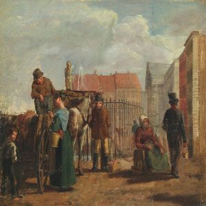 Street Life At Gl. Torv, Copenhagen by Christoffer Wilhelm Eckersberg